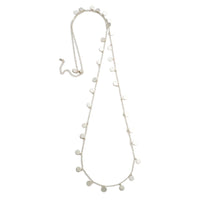 Silver Tone Long Necklace Featuring Metal Accents.