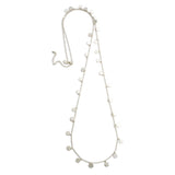 Silver Tone Long Necklace Featuring Metal Accents.