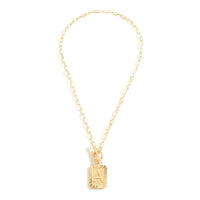 "A" Gold Tone Chain Link Necklace With Toggle Initial Charm