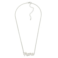 Rhodium Chain Link Necklace Featuring "Mama" Pendant