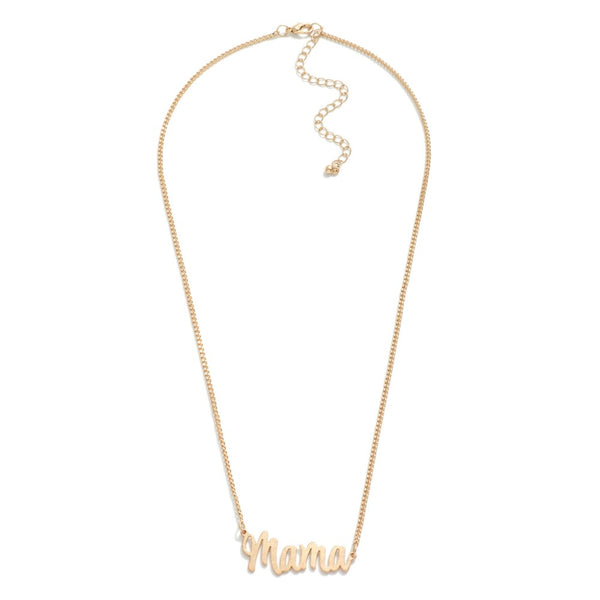 Gold Chain Link Necklace Featuring "Mama" Pendant