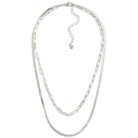 Silver Layered Multi Chain Link Necklace