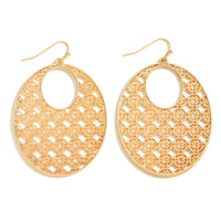 Metal Filigree Circular Drop Earrings.