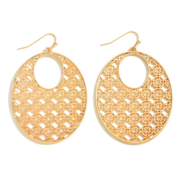 Metal Filigree Circular Drop Earrings.