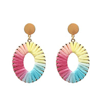 Tropical Raffia Weave Oval Drop Earrings