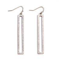 Textured Hollow Slim Rectangle Drop Earrings