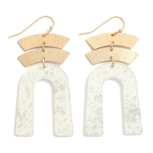 Gold Flake Arch Drop Earrings With Layered Gold Details