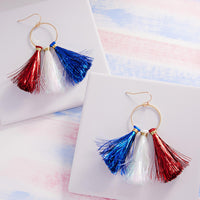 Circular Drop Earring Featuring Americana Tassel Details