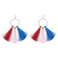 Circular Drop Earring Featuring Americana Tassel Details