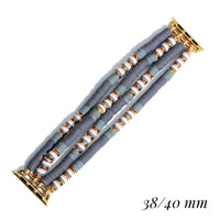 Blue Interchangeable Rubber Beaded Stretch Bracelet for Smart Watches