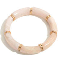 Beige Acrylic Tube Bead Stretch Bracelet