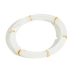 White Acrylic Tube Bead Stretch Bracelet