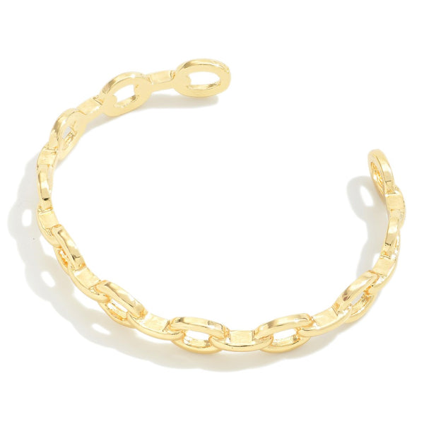 Gold Tone Chain Link Bangle Bracelet