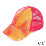 C.C. Tie-Dye Criss Cross Mesh Ponytail Cap