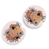 Set of 2 Stoneware Coasters Featuring Flower 'MAMA' Print