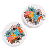 Set of 2 Stoneware Coasters Featuring Bright Flower 'MAMA' Print