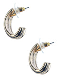 GOLD TONE CRYSTAL STONE SEMI HOOP METAL EARRING