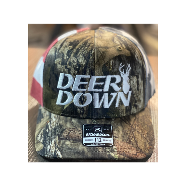 Deer Down American Flag Embroidered Hat- Richardson 112