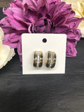 GOLD TONE CRYSTAL STONE SEMI HOOP METAL EARRING